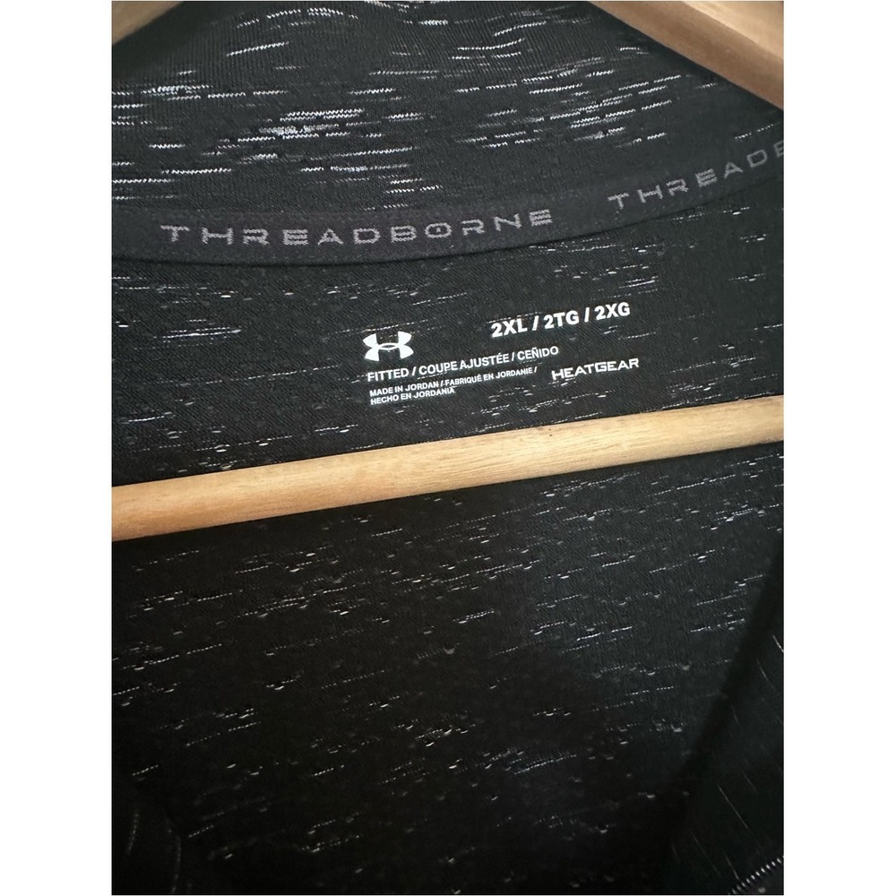 Athleisure Gorpcore Under Armour Pullover XXL Black Heathered Threadborne Zip - Picture 4 of 6